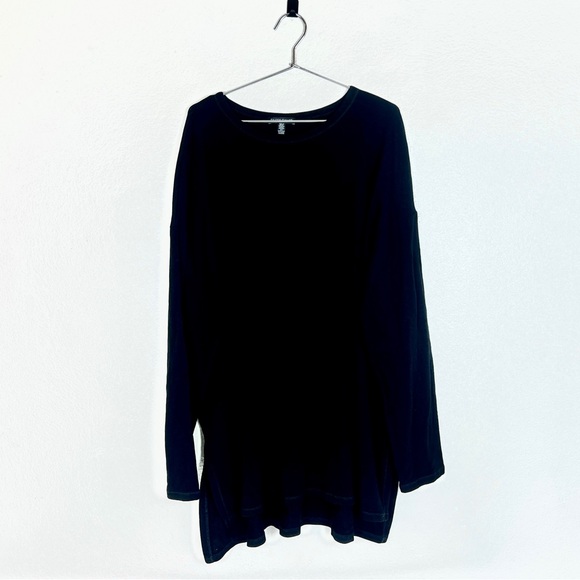 Eileen Fisher Black Long Sleeve Side Split Tunic Top - Picture 1 of 5